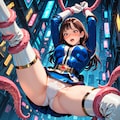 ブルーパワーレンジャー触手に捕まる（開脚吊り） 2枚目