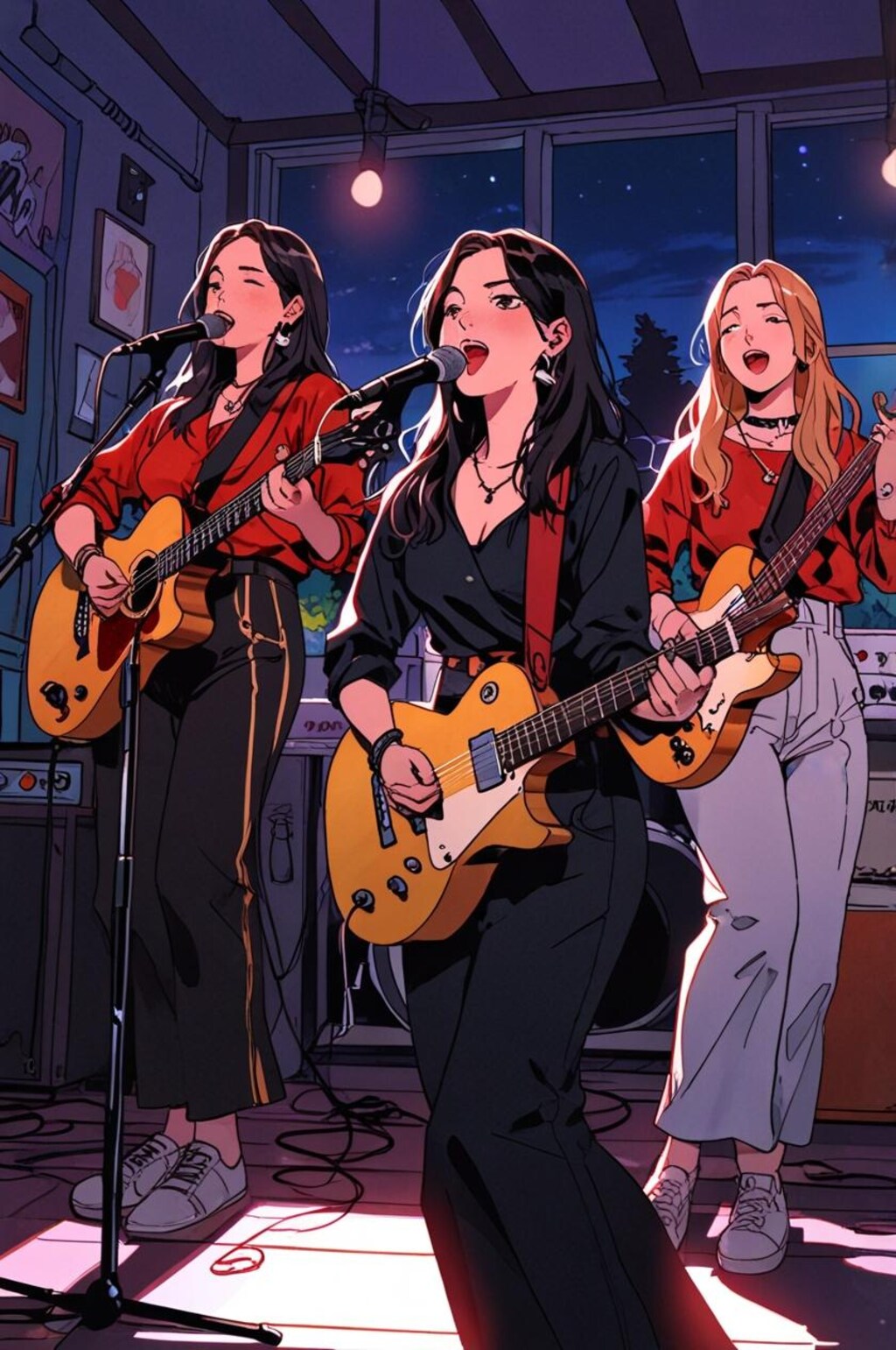 楽器を演奏する女性バンド