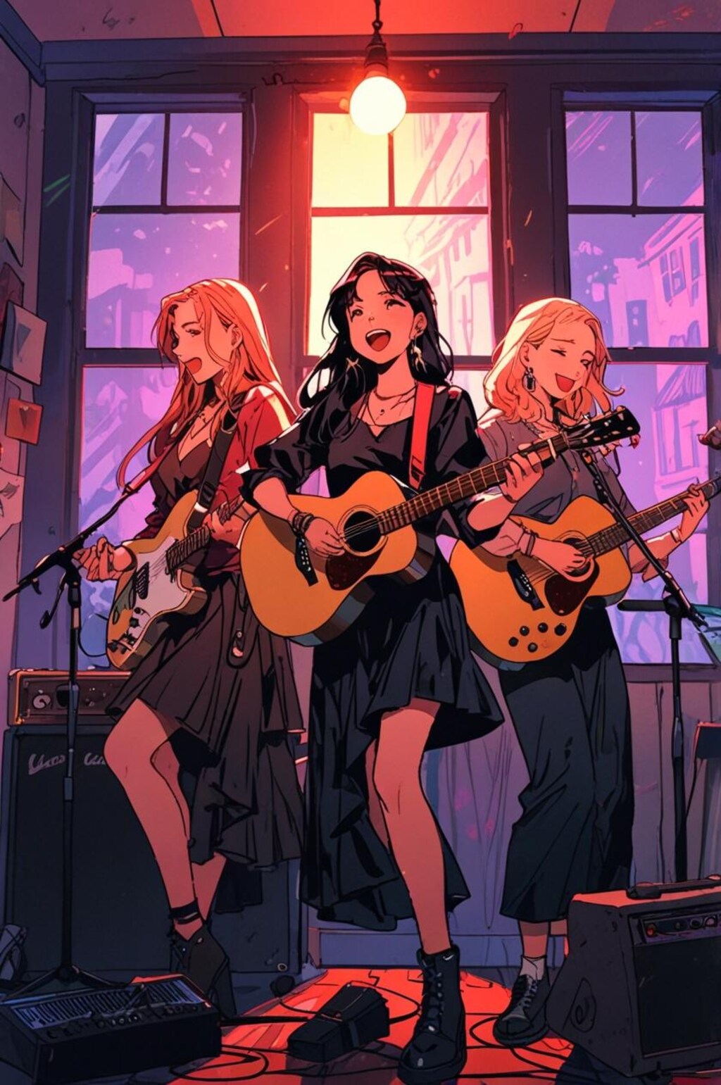 楽器を演奏する女性バンド