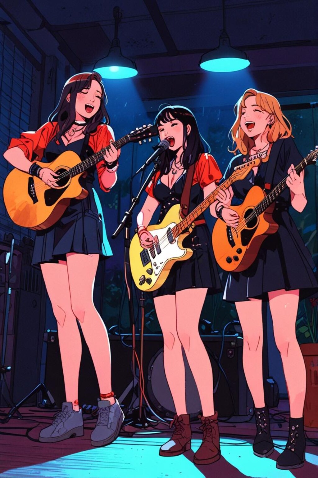 楽器を演奏する女性バンド