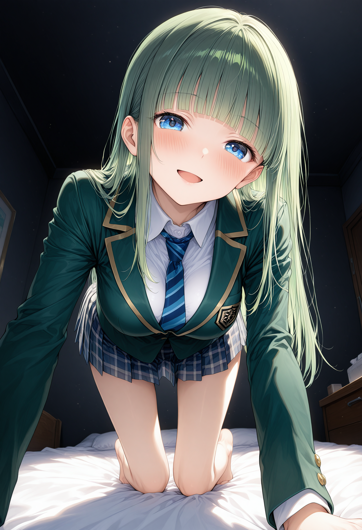 緑髪JK制服 | の人気AIイラスト・グラビア