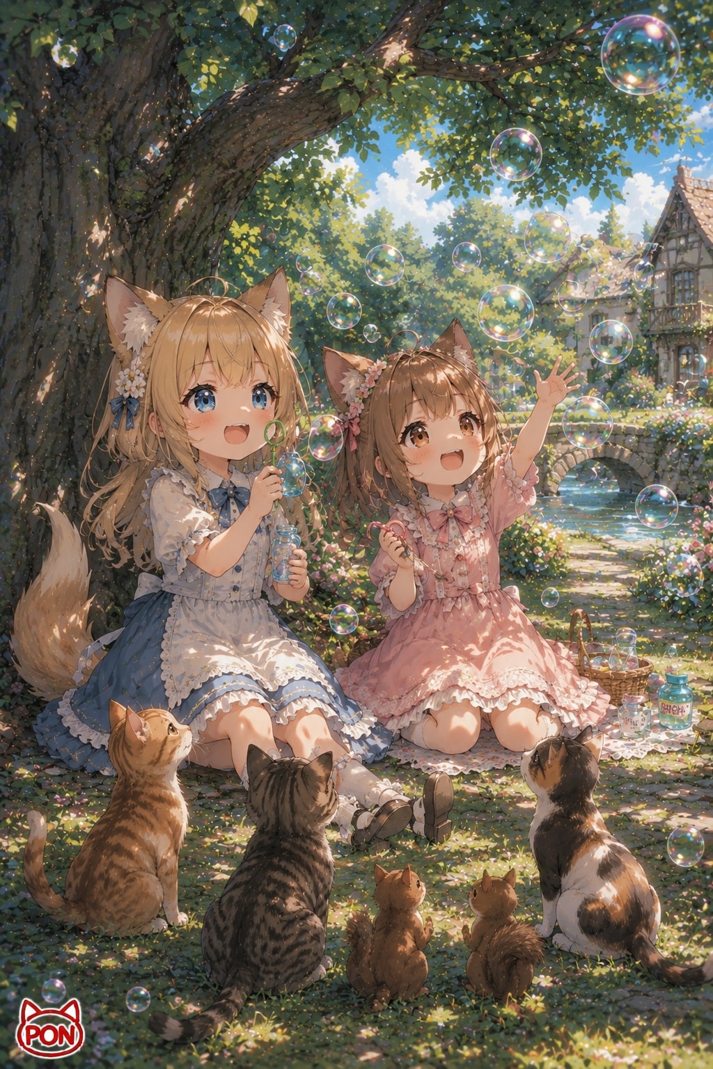 木陰のシャボン玉日和