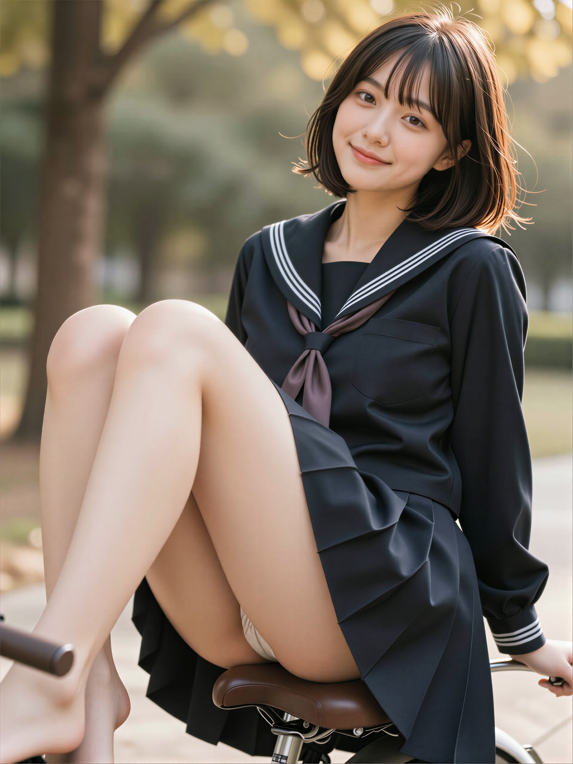 自転車に座る女性 8