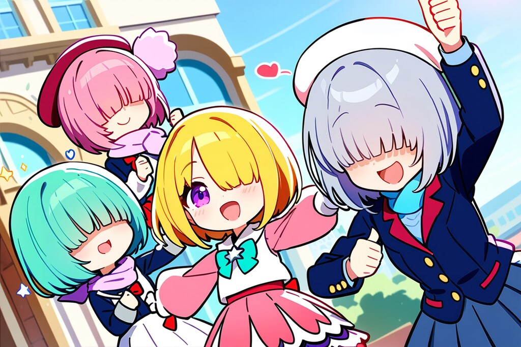 なんか応援してくれるメカクレガールズ