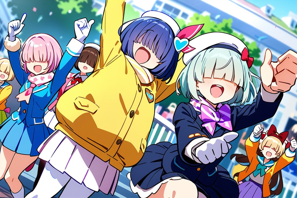 なんか応援してくれるメカクレガールズ