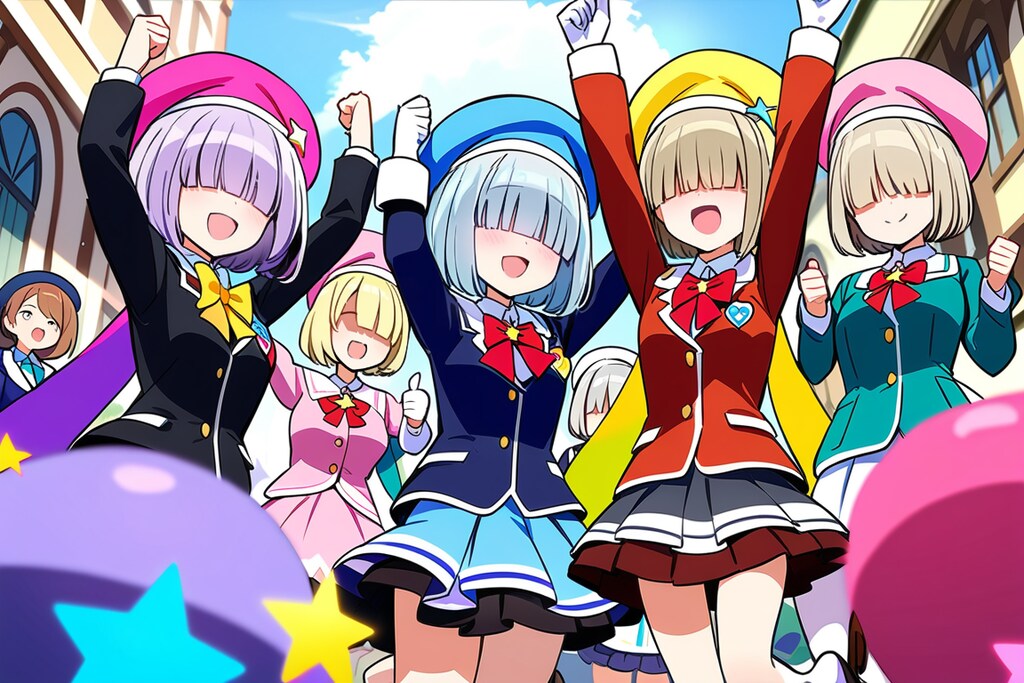 なんか応援してくれるメカクレガールズ