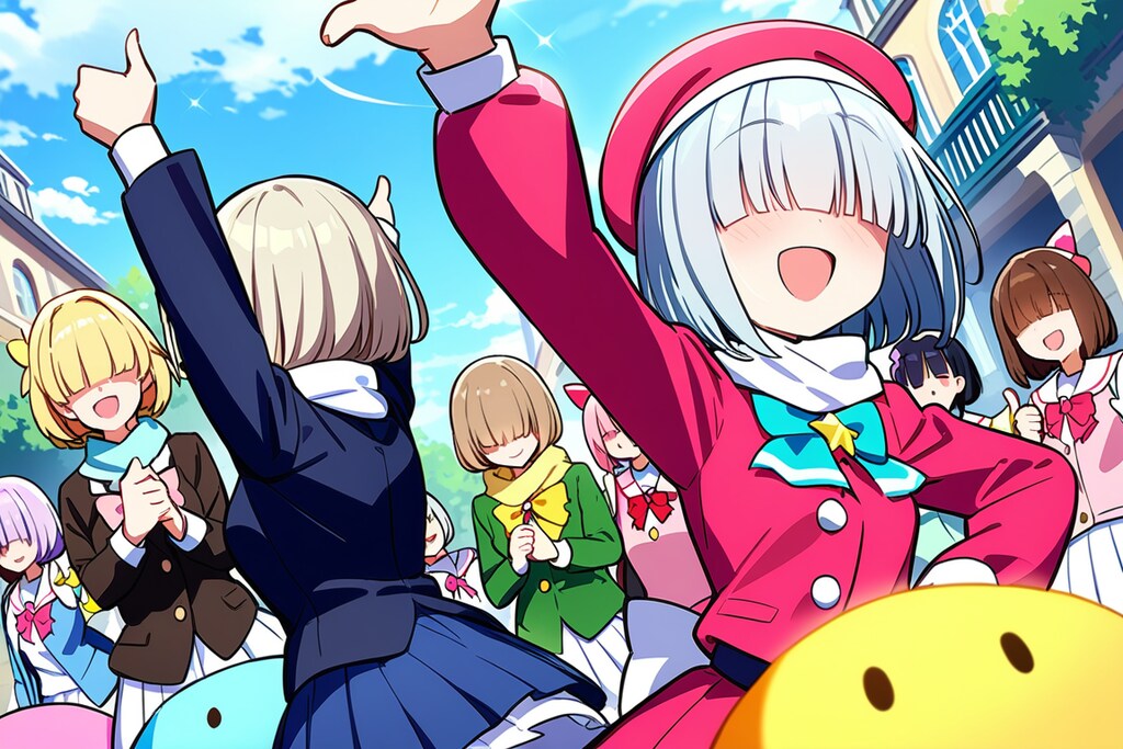 なんか応援してくれるメカクレガールズ