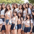 【妄想女子寮】中庭で記念撮影 6枚目