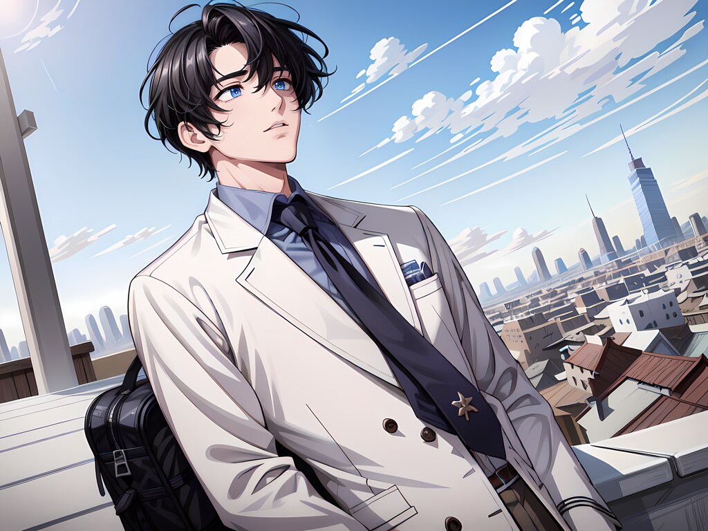 屋上の男子高校生