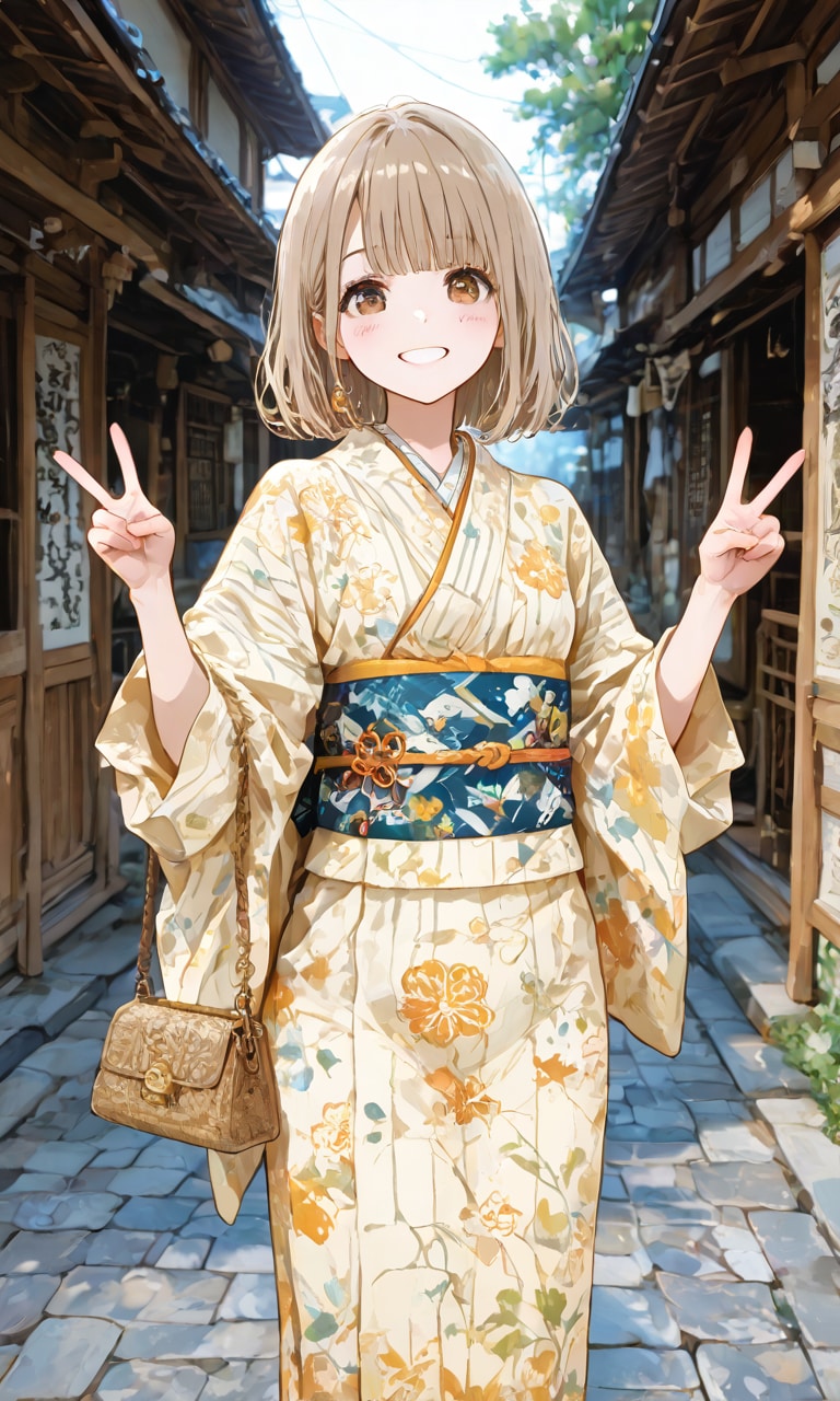 落ち着きのない着物女性 | の人気AIイラスト・グラビア