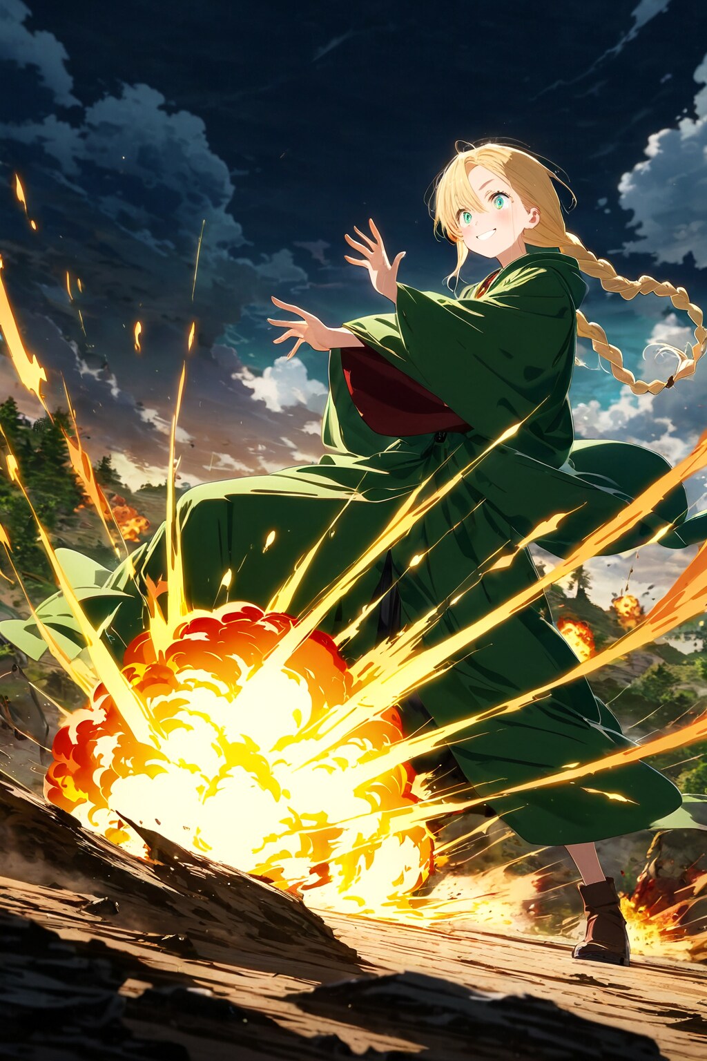 魔法の修練に励む少年