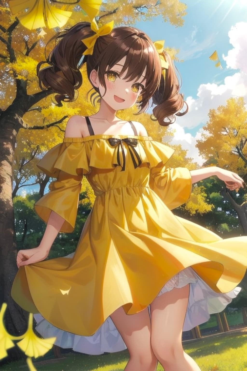 イチョウと記念撮影のなごみちゃん🫶🏻🍁💛*＊