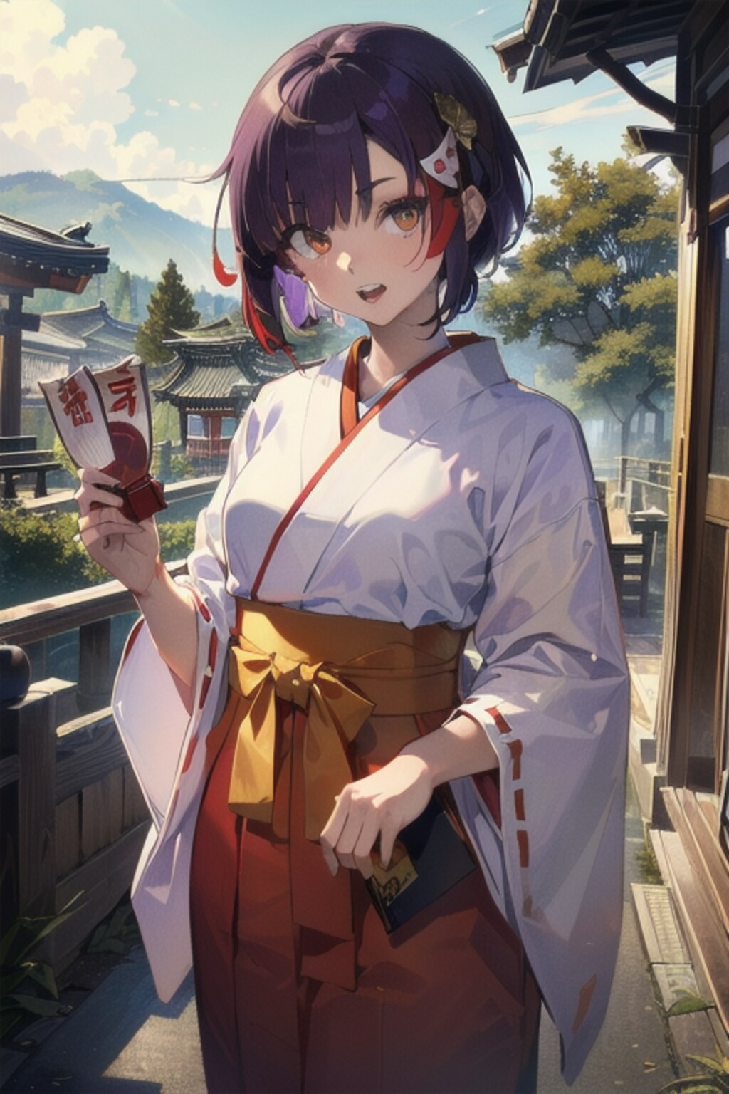 九州の有名な神社のすごい巫女さんの御札だよー！買わないかい？