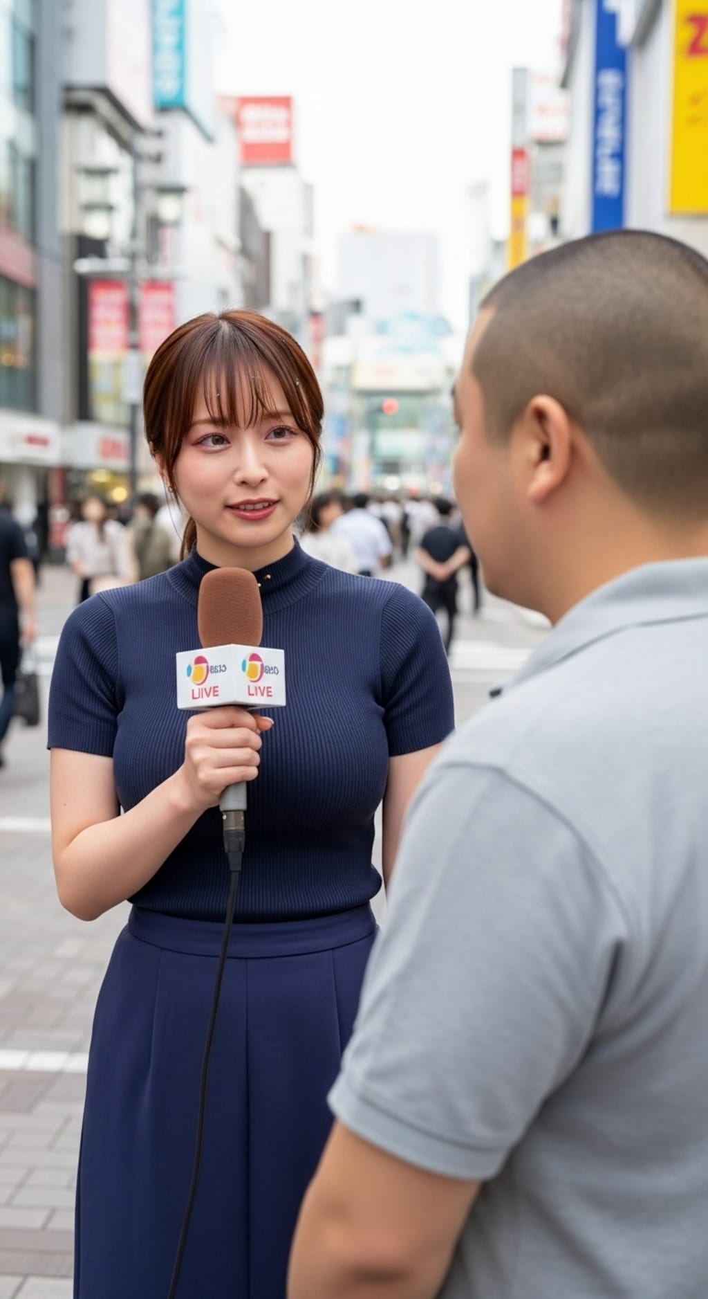 巨乳地方アナの街頭インタビュー
