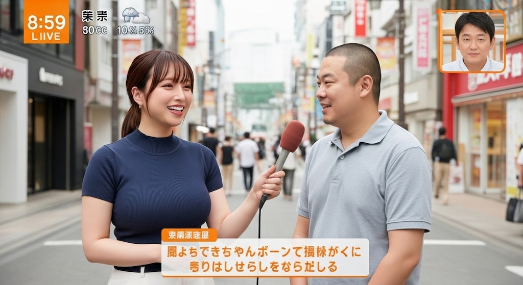 巨乳地方アナの街頭インタビュー