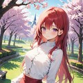 【ＥＭＥＲＡＬＤ様版】長身美脚赤髪紫目美少女（春夏秋冬） 2枚目