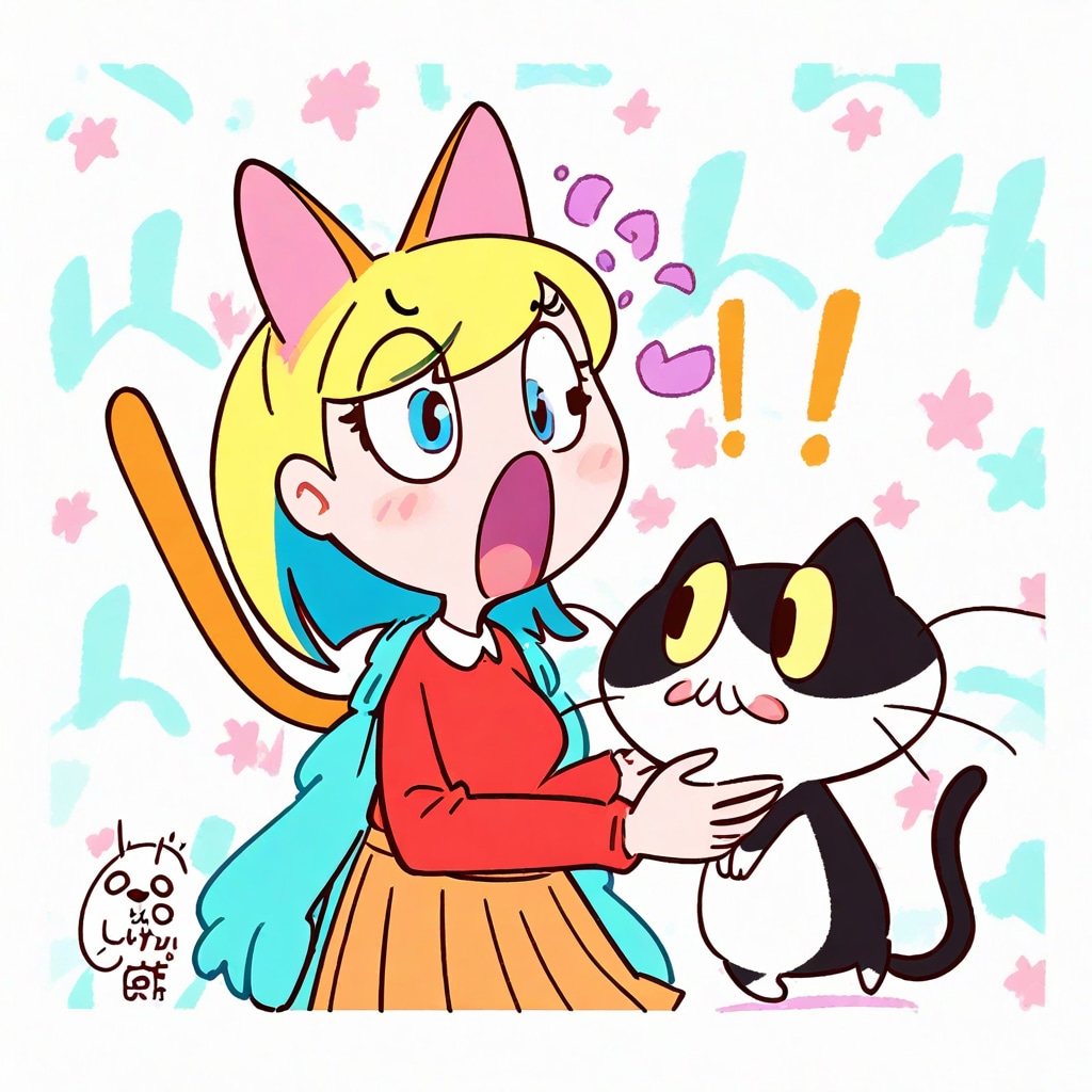 猫とびっくりガール