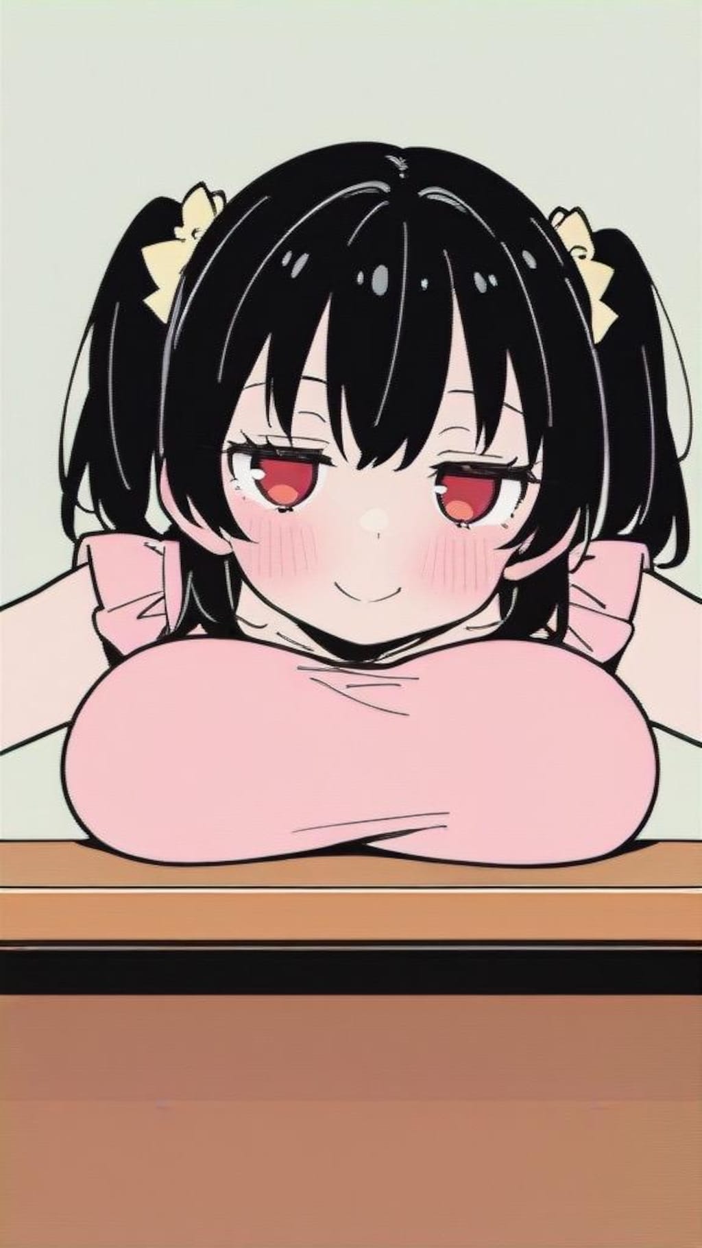 breasts on desk