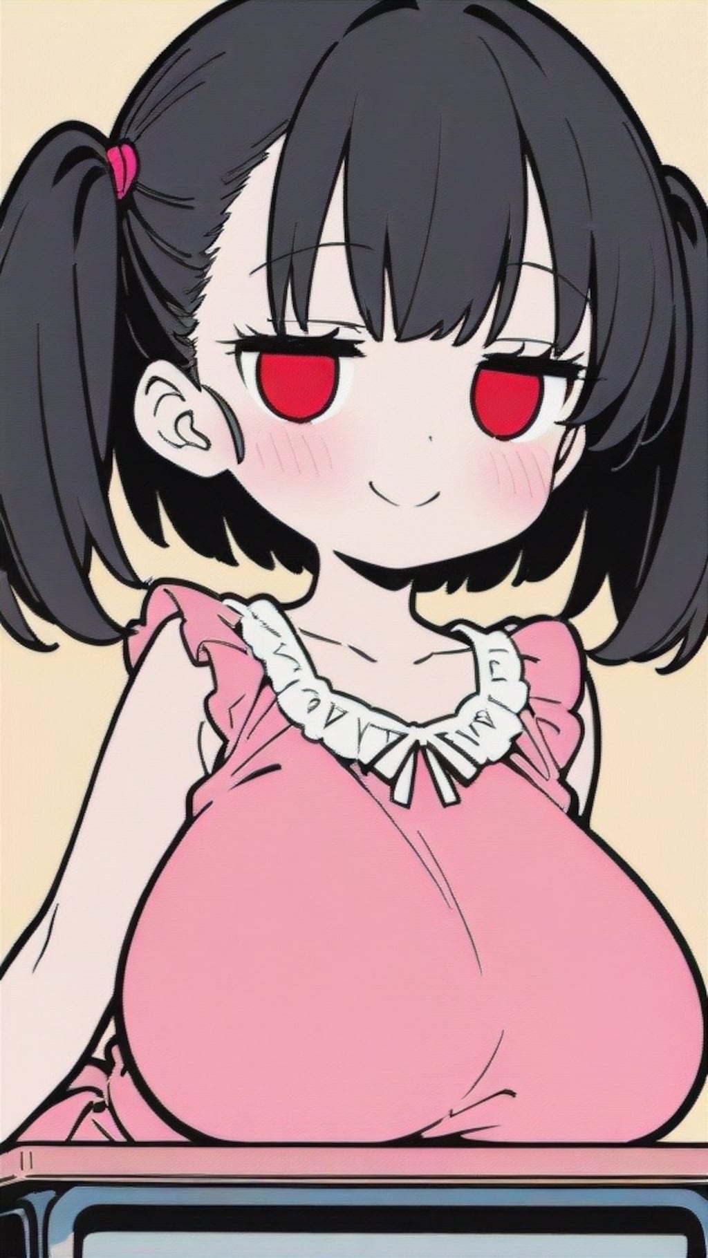 breasts on desk