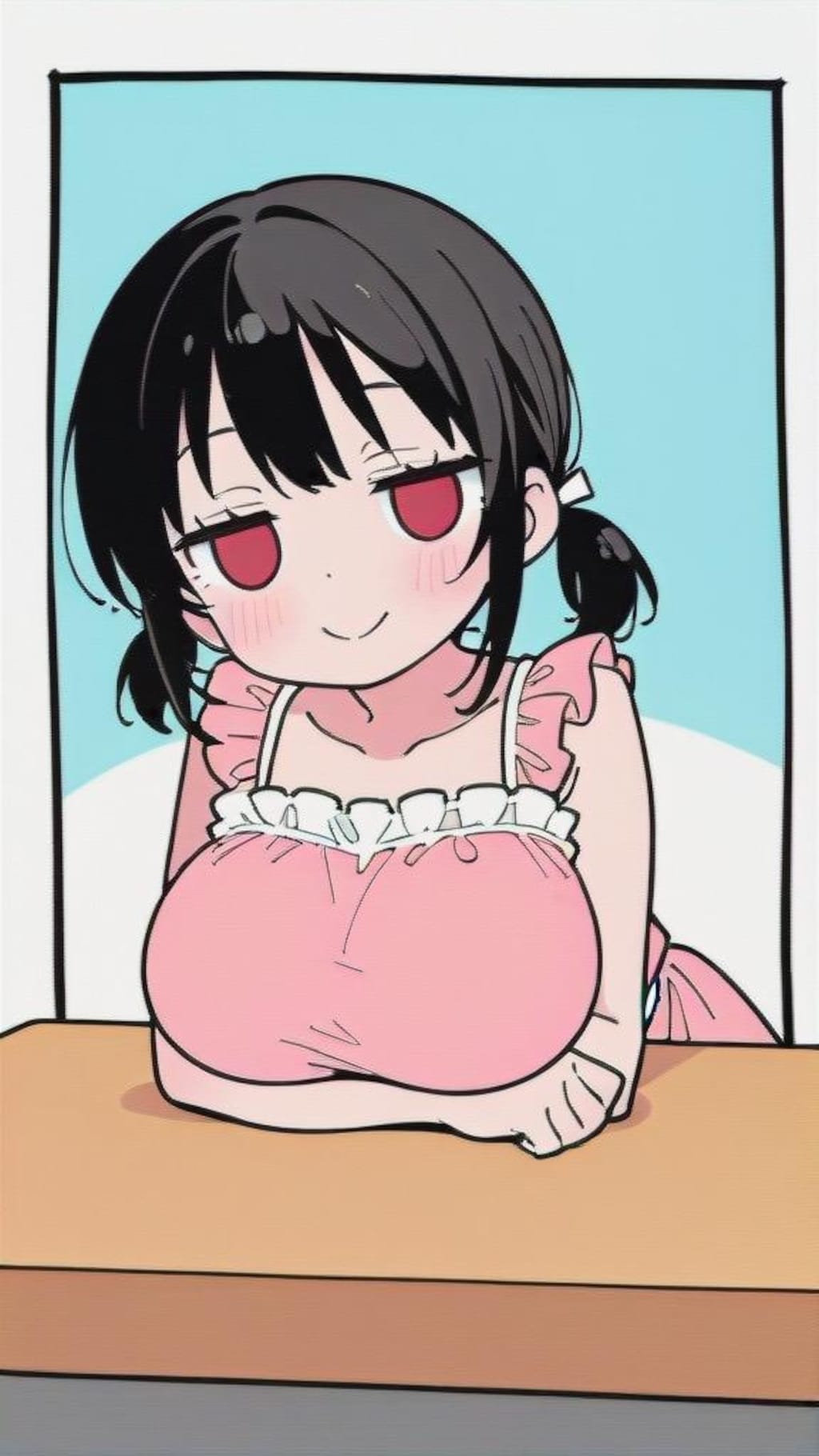 breasts on desk