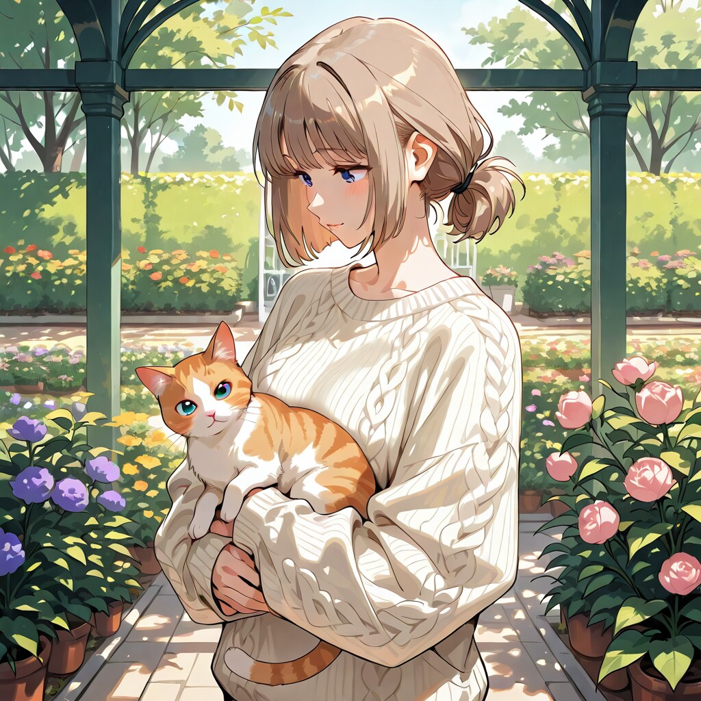猫を抱く女性