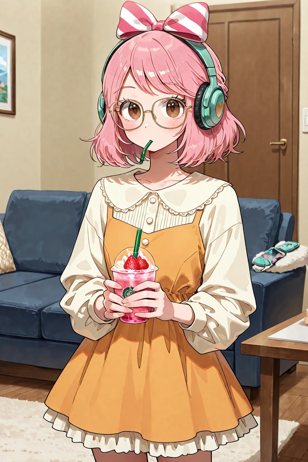 イチゴオーレを飲んでいる | の人気AIイラスト・グラビア