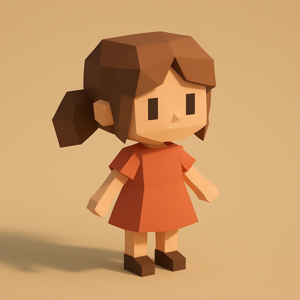 3D ローポリ　シンプル　女の子
