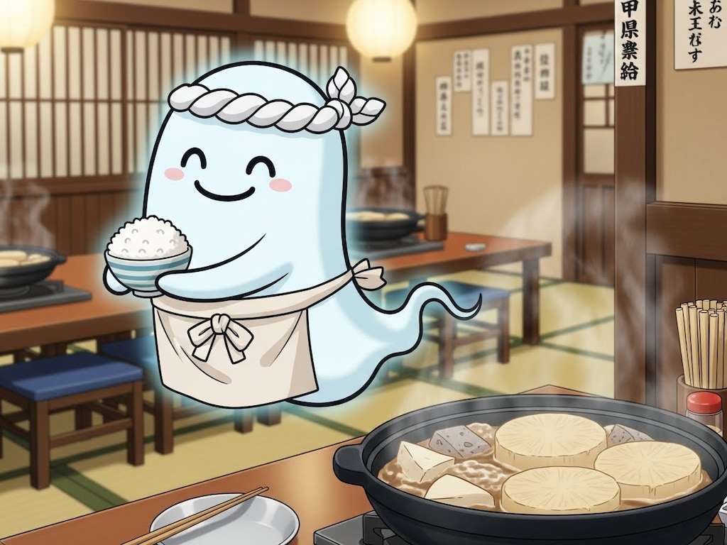 おでんの準備をする摩訶不思議食堂おでん屋のお化け大将