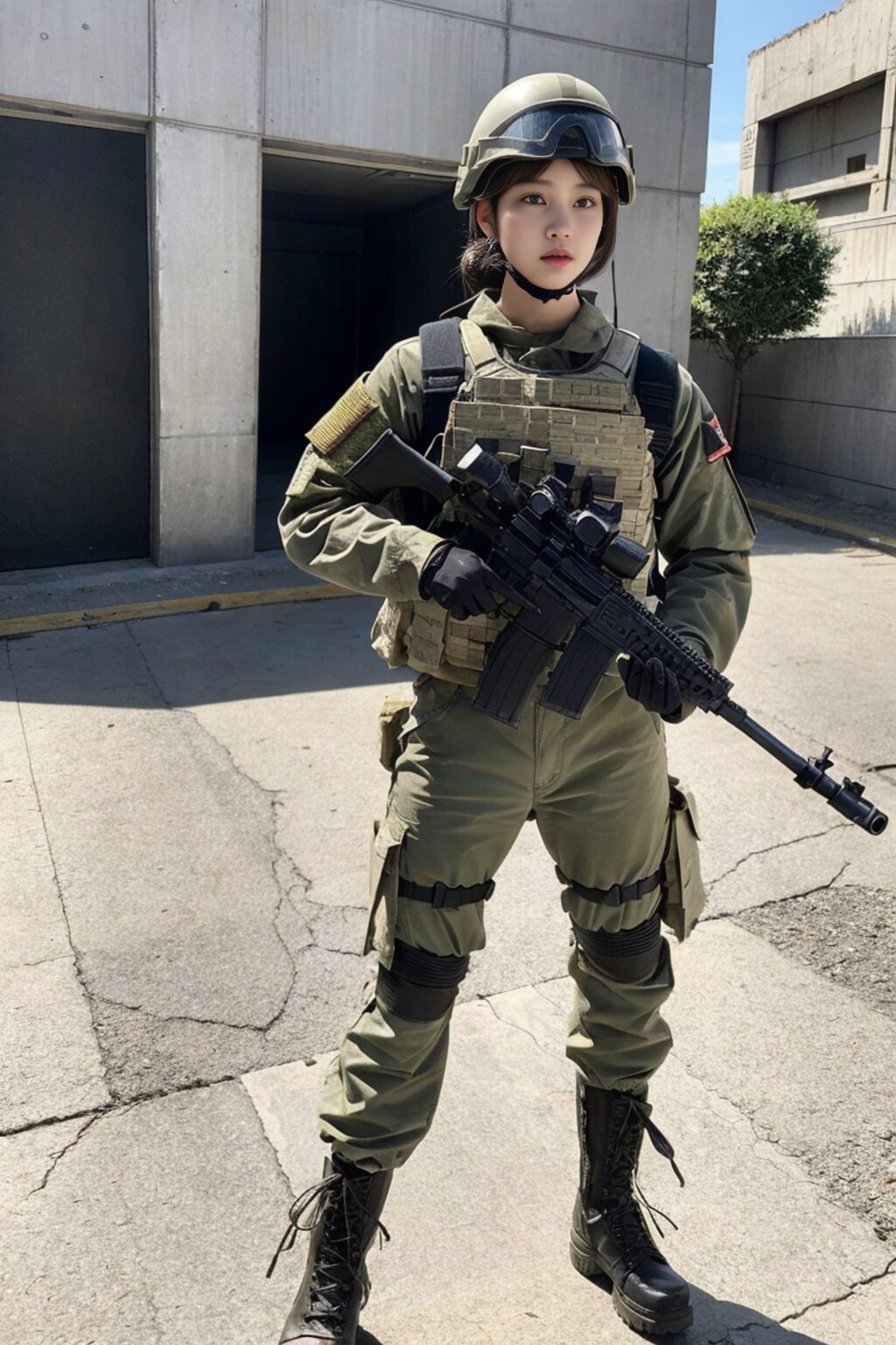 紛争地域の警戒任務にあたる女性兵士 2