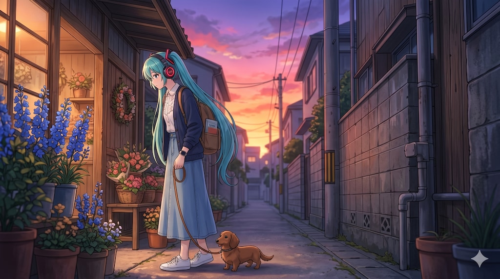 初音ミク　路地裏の花屋