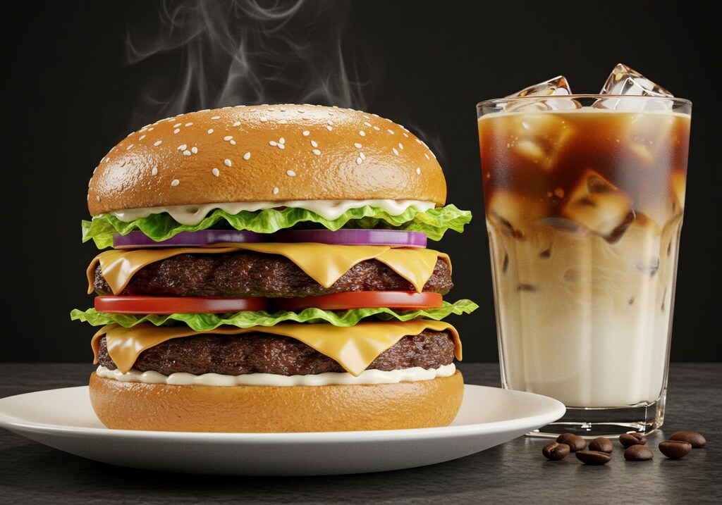 摩訶不思議食堂の2段重ねハンバーガー