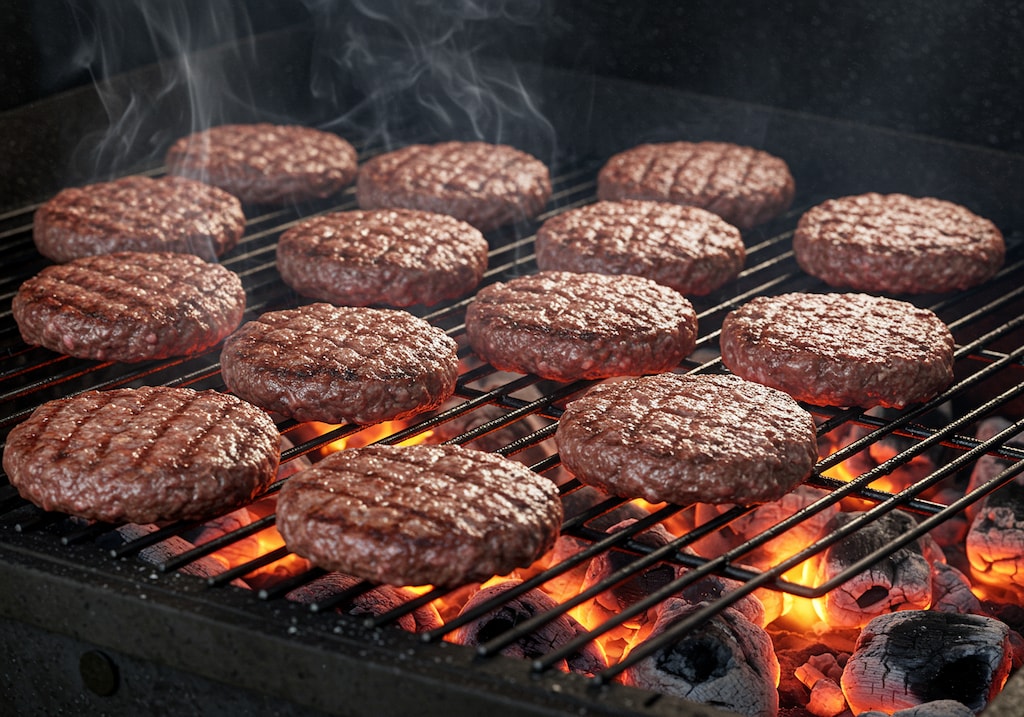 摩訶不思議食堂の2段重ねハンバーガー