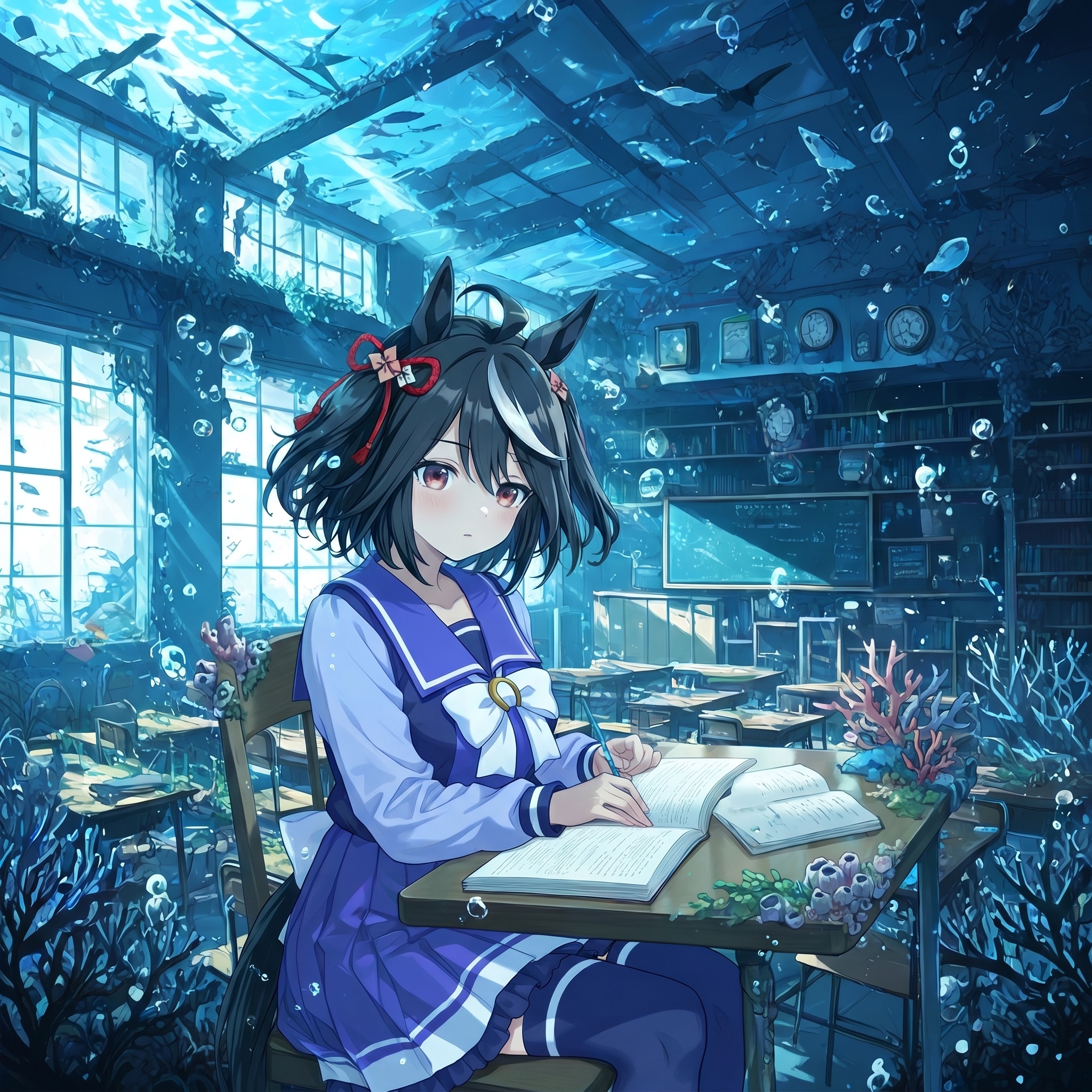 海底教室のキタサンブラックさん | の人気AIイラスト・グラビア