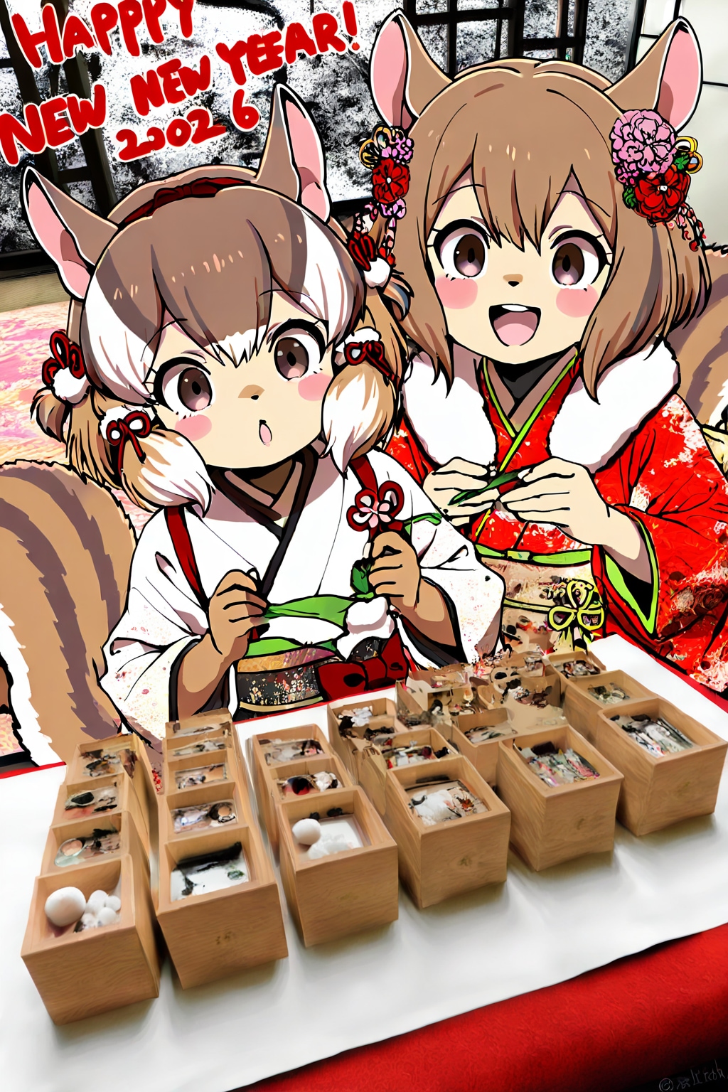 シルちゃんたちの晴れ着姿《おいでよ どうぶつの娘》