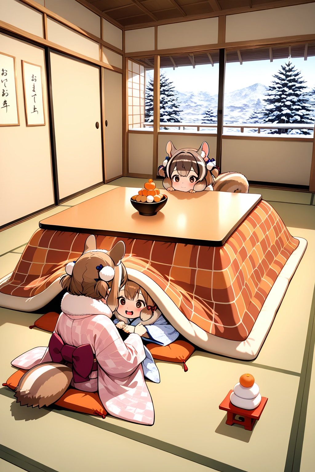 シルちゃんたちの晴れ着姿《おいでよ どうぶつの娘》