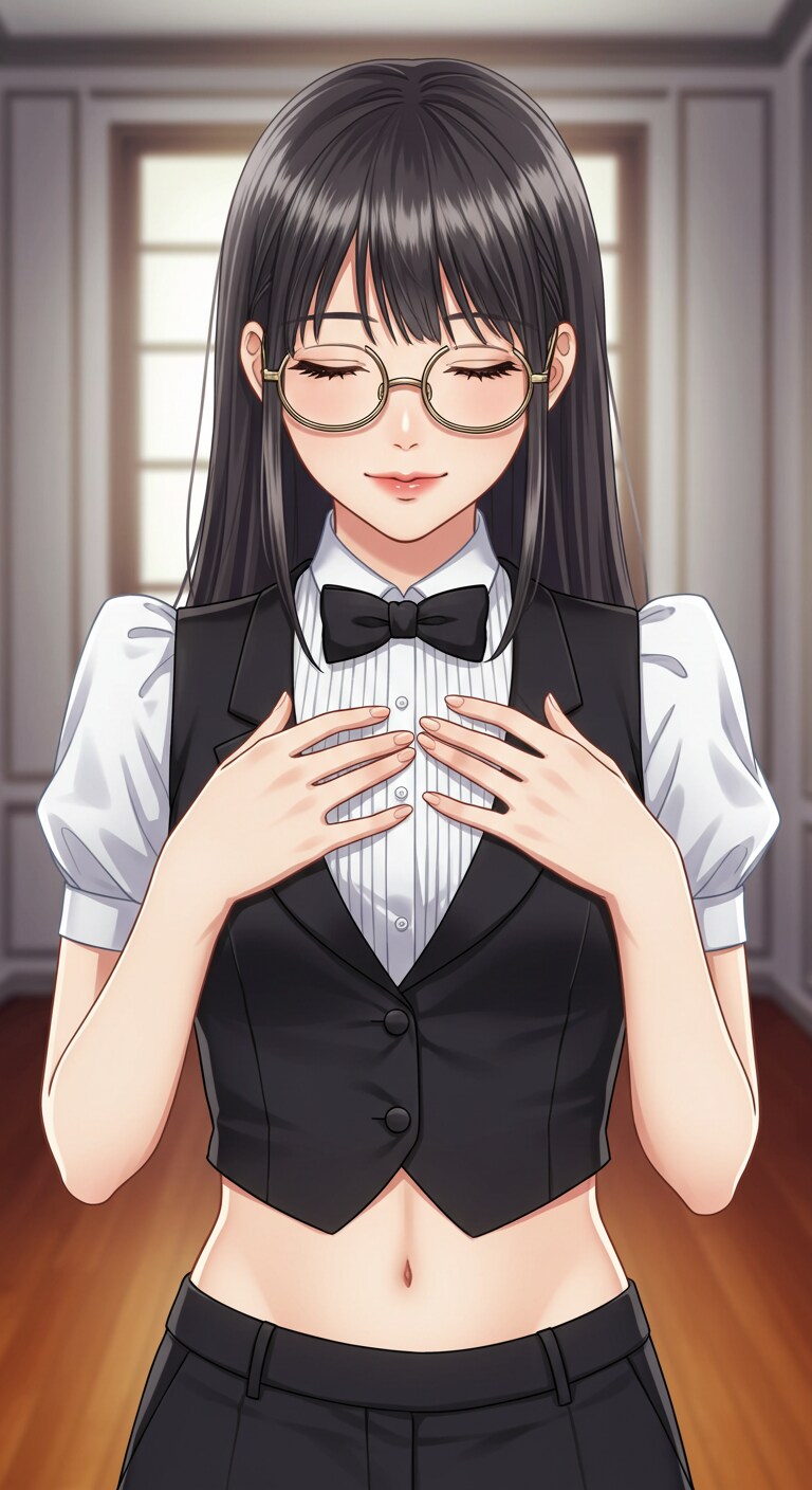 かっこかわいいパフ袖好きのタキシード美少女のロマンティックな執事