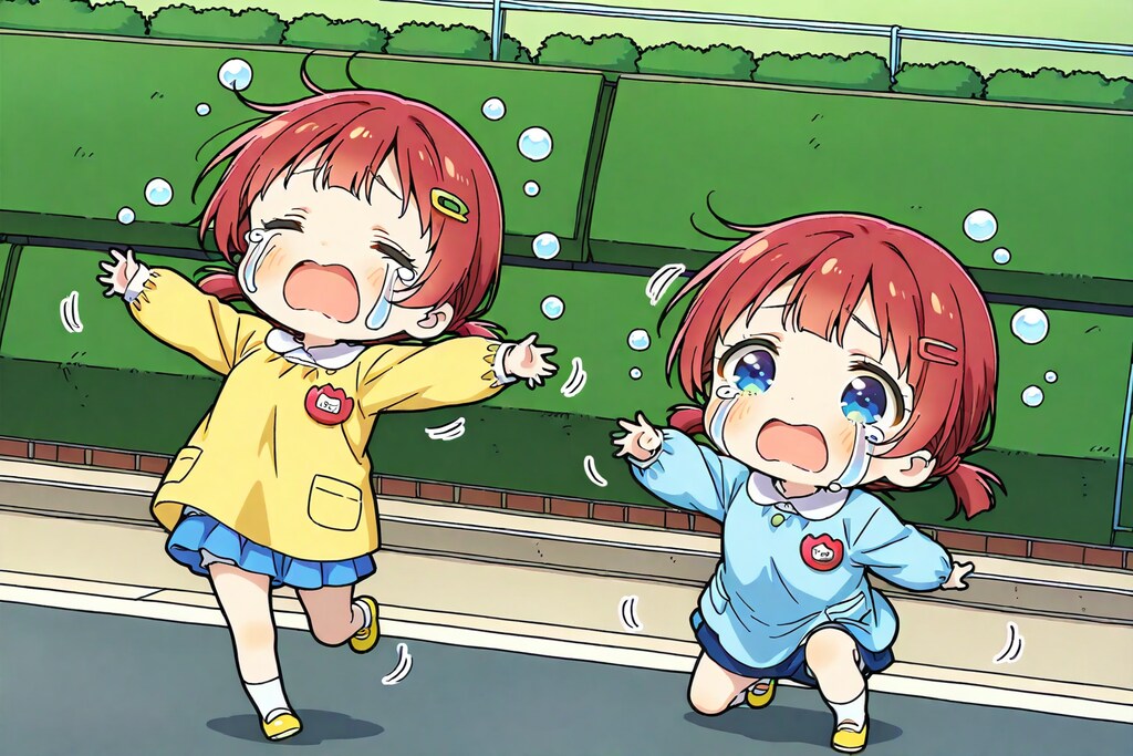 幼稚園児赤髪ちゃんズ、涙の訳は？