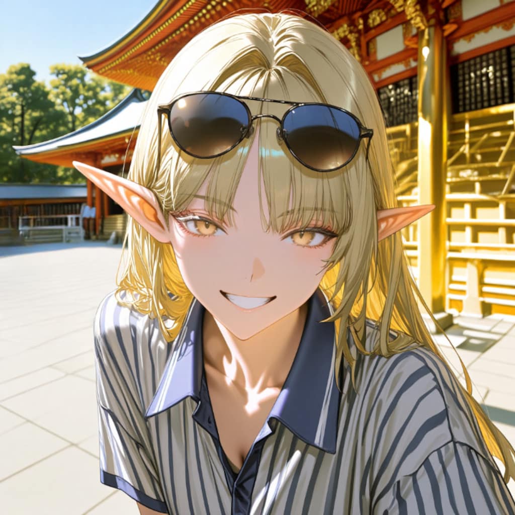 観光するエルフさん