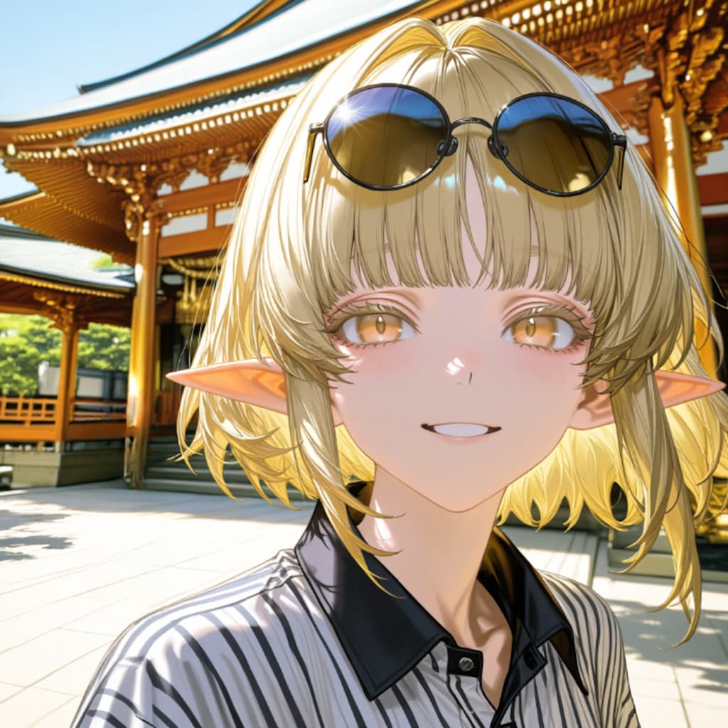 観光するエルフさん