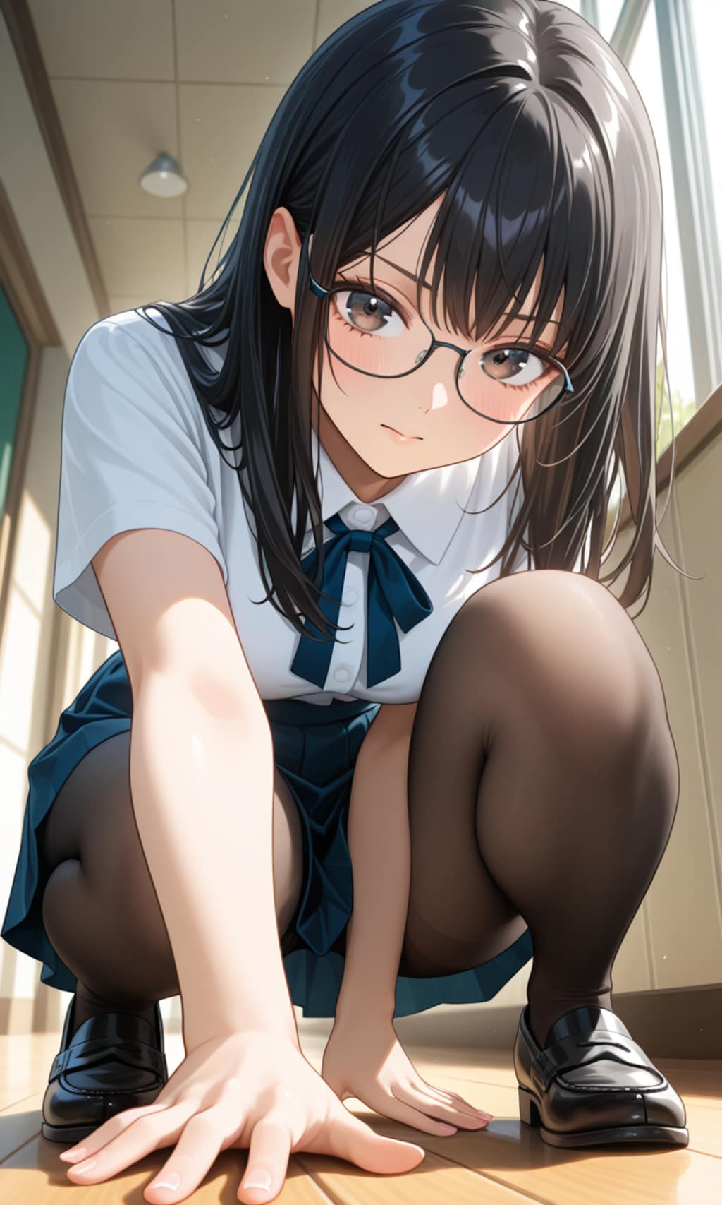 黒髪メガネの女の子