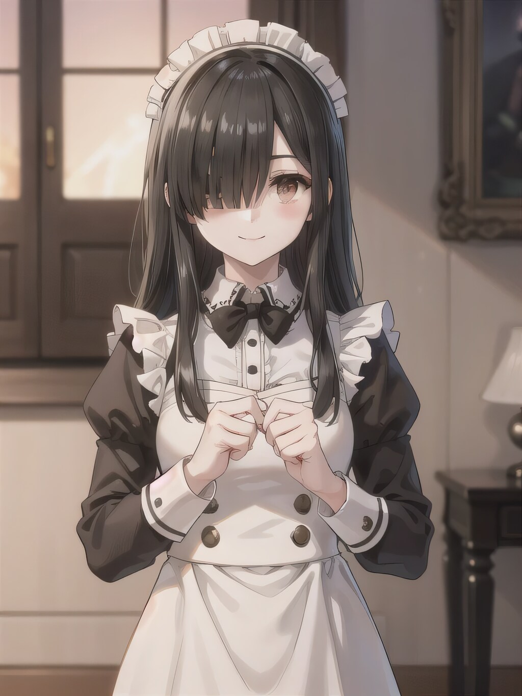 黒髪ロングでメイド服の少女３