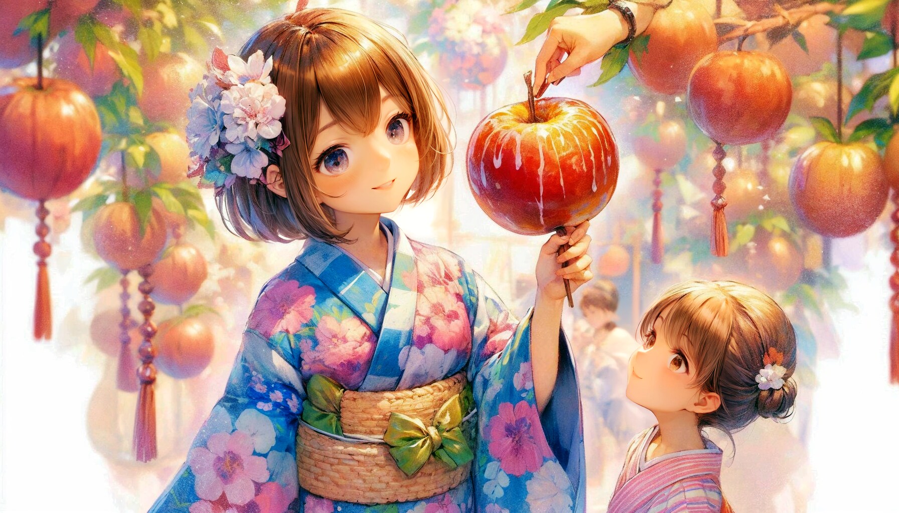 りんご飴に伸びる手 | の人気AIイラスト・グラビア