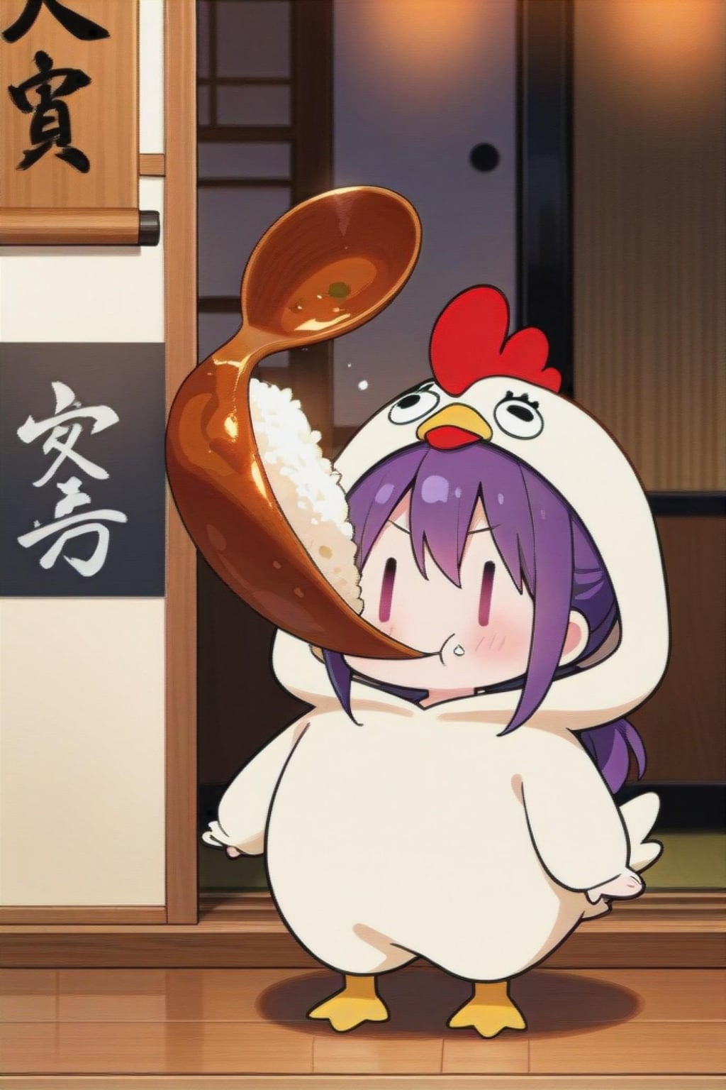 カレーを食べる紫髪ちゃん