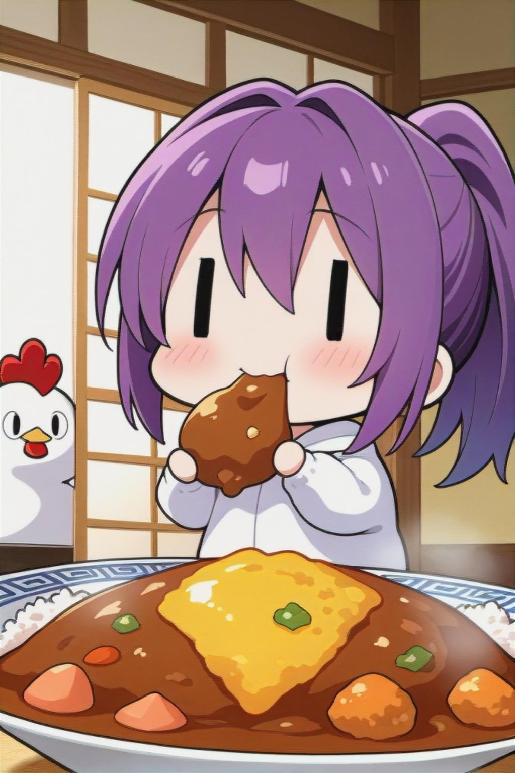 カレーを食べる紫髪ちゃん