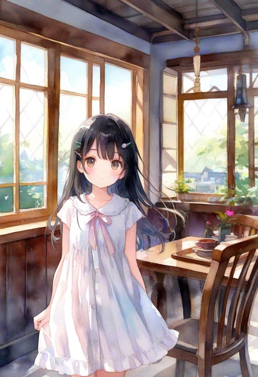 洋館の少女(水彩タッチ)(8)