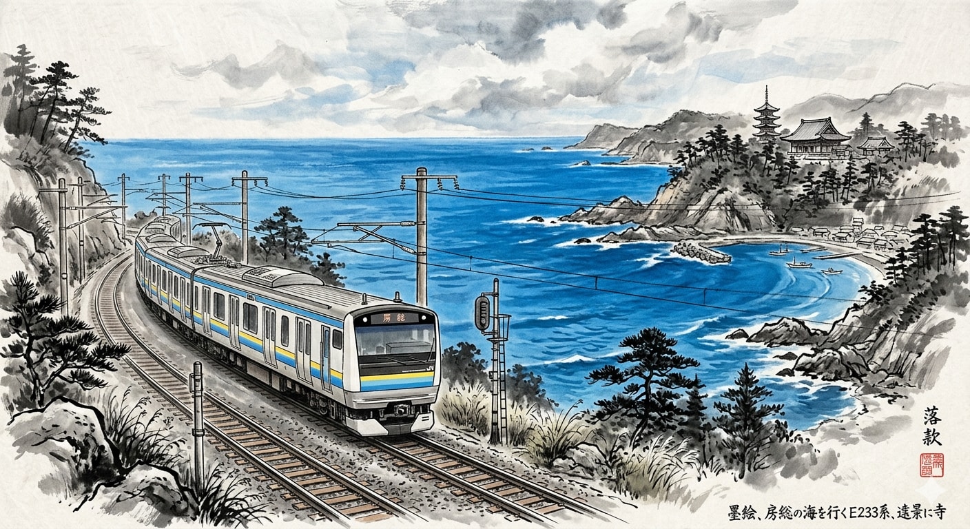 海が見える（寺も見える）