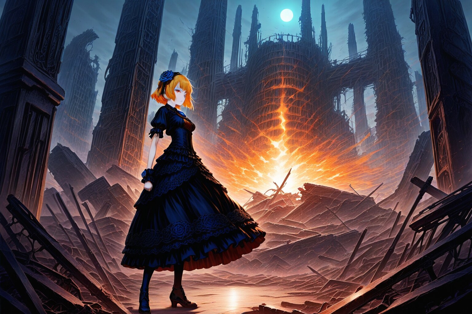 黒いドレスと月 | の人気AIイラスト・グラビア