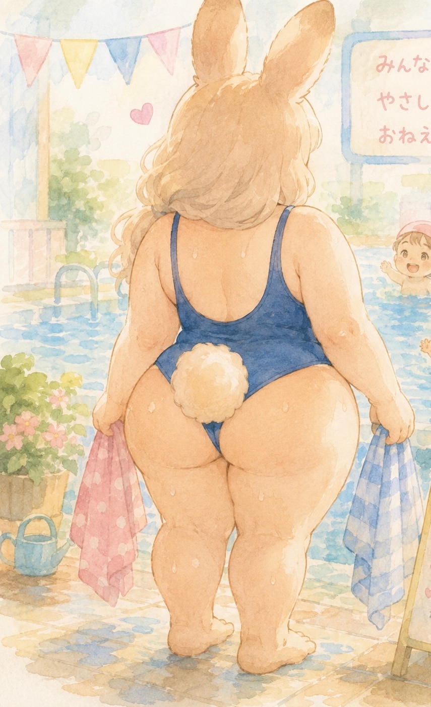 うさぎおねえさんの水着（後ろ姿）