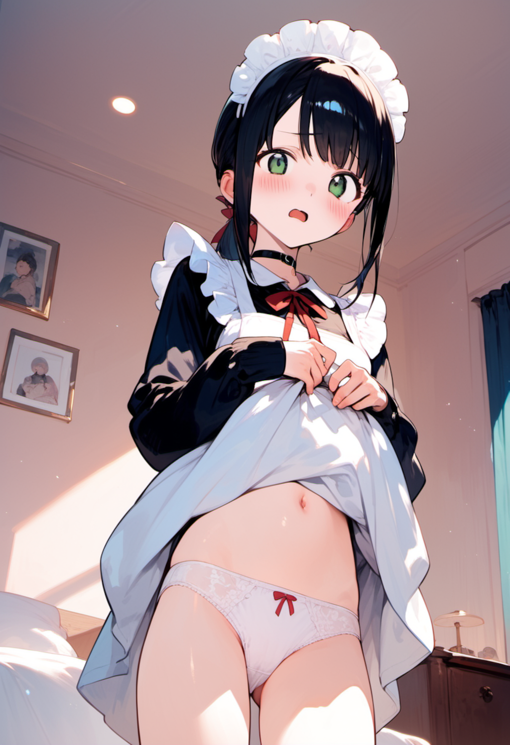 メイド服でパンチラ・コスプレができるラブホで♥【LoRA・Pony系・メイド服】