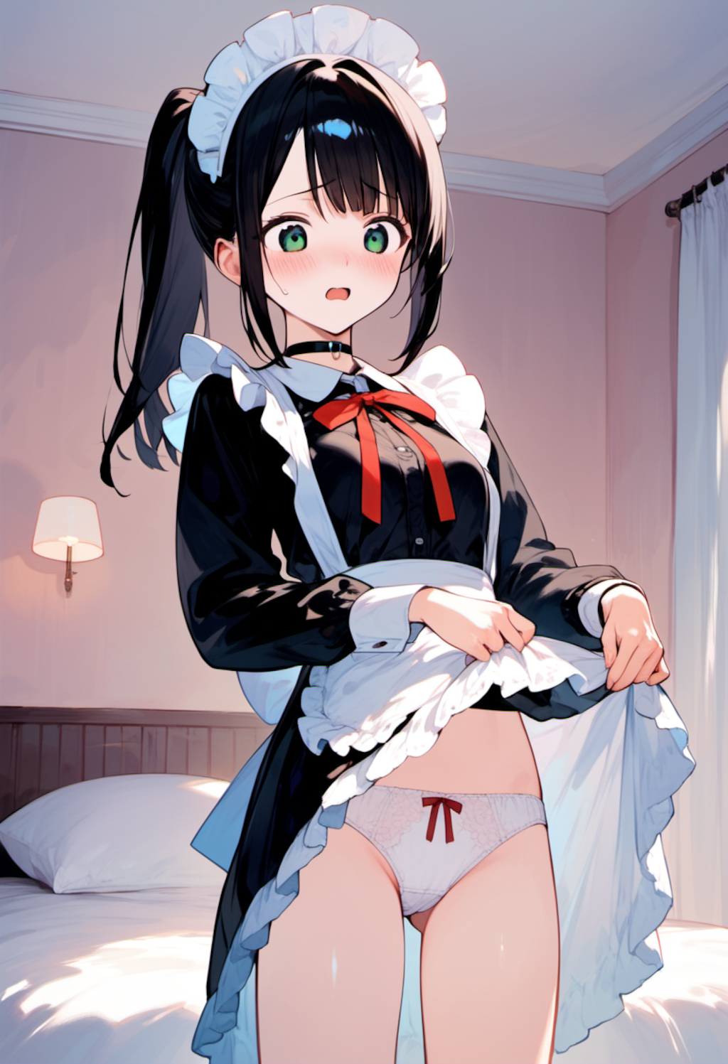 メイド服でパンチラ・コスプレができるラブホで♥【LoRA・Pony系・メイド服】